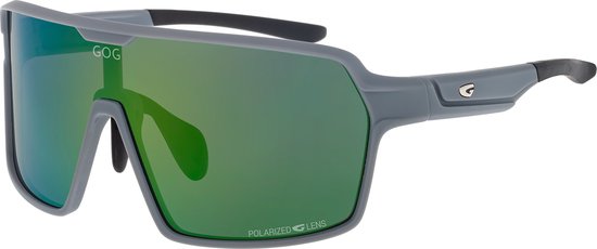 KRONOS Matt Grijs Polarized Sportbril met UV400 Bescherming en Flexibel TR90 Frame - Unisex & Universeel - Sportbril - Zonnebril voor Heren en Dames - Fietsaccessoires - Groen