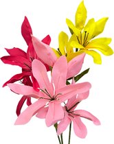 DIY Pakket Bloemen maken van Vilt - Lelies - Fuchsia - Roze - Geel