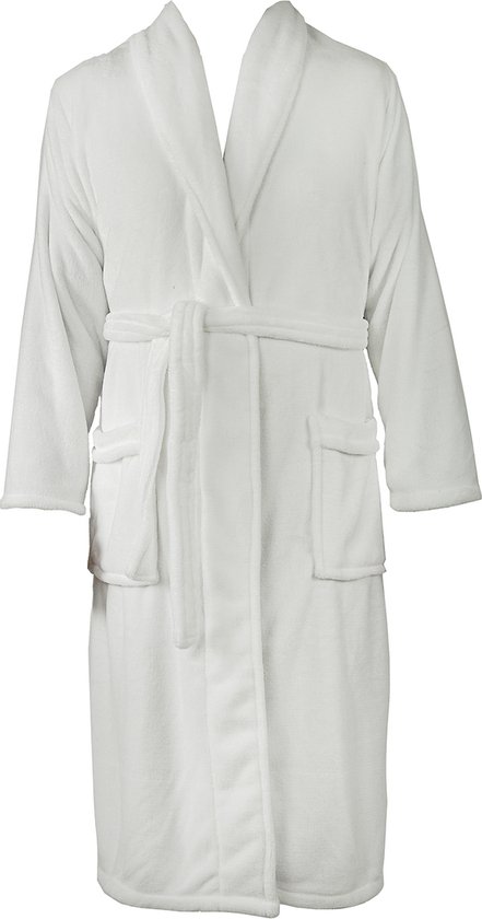 GAEVE | Zest - badjas - heerlijk warm, zacht fleece - wit - maat L / XL