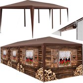 Pavillon de jardin ou de festival tectake® - tente - cabane alpine design 3D - avec 6 panneaux latéraux - tente de fête pliable pour terrasse - tente événementielle - (3x9m)