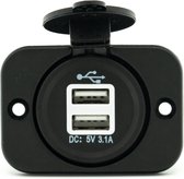 12V USB inbouw lader - 2 poorten - output 5V 3.1A - USB voor auto, boot, camper
