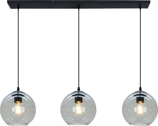 Olucia Giada - Design Hanglamp - 3L - Aluminium/Glas - Grijs;Zwart - Rechthoek