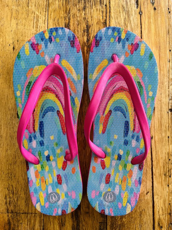 Owniez Flip Flops - Regenboog Slippers - Kinderen - Meisjes - Comfortabele en Duurzame Slippers - Maat 35-36