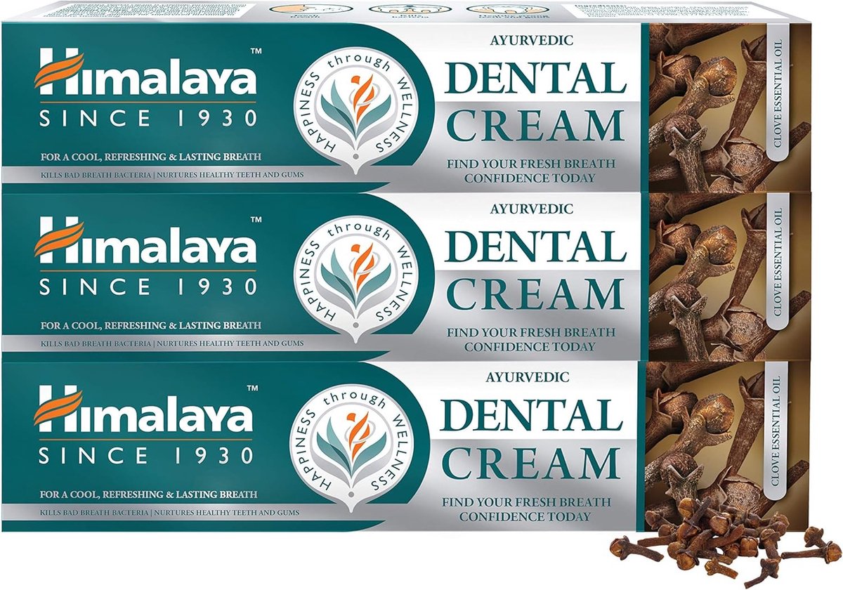 Goedkoopste Himalaya Ayurvedic Clove Essential Oil Tandpasta - 3 x 100g - Tandpasta Met Kruidnagel - Fluoride Vrij - Vegan -Tandpasta Voordeelverpakking