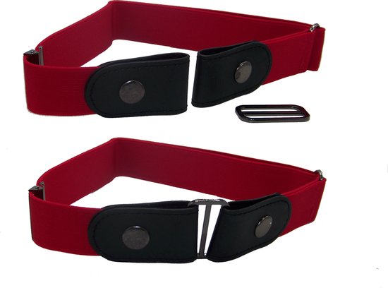 Duopack gesploze elastische riem, kleur rood, 100 cm.