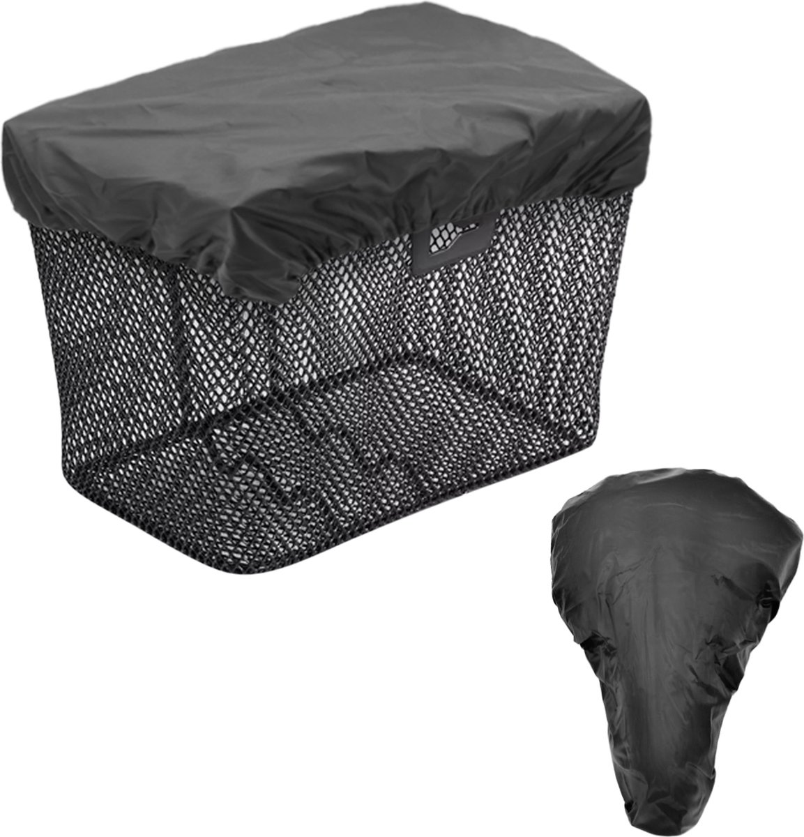 Purepeak Fietskrat Hoes Incl. Zadelhoes - 40x50cm - Krathoes Fietsmand Waterbestendig - Afdekhoes - Crate Cover - Zwart