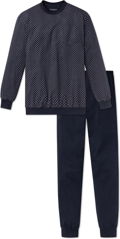 Schiesser heren pyjama Katoen - Dark Sapphire - 62 - Blauw