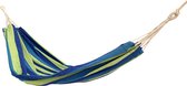Rijoka Hangmat Large – 200×140cm – Blauw/Groen Gestreept – 1 Persoons – Incl. 2 Haken, Touw én Opbergzak