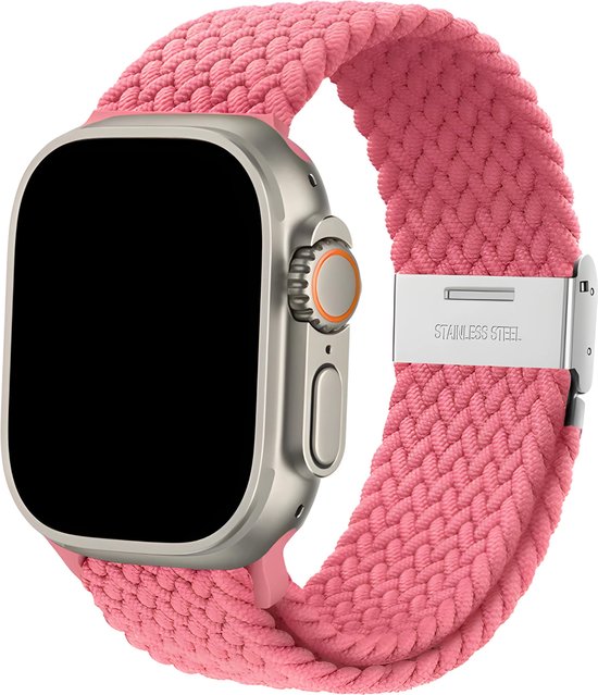 Innerlight® Nylon+ - Roze Geweven - 38/40/41mm - Nylon bandje geschikt voor Apple Watch - Geschikt als Apple watch bandje voor Series 1/2/3/4/5/6/7/8/9/SE