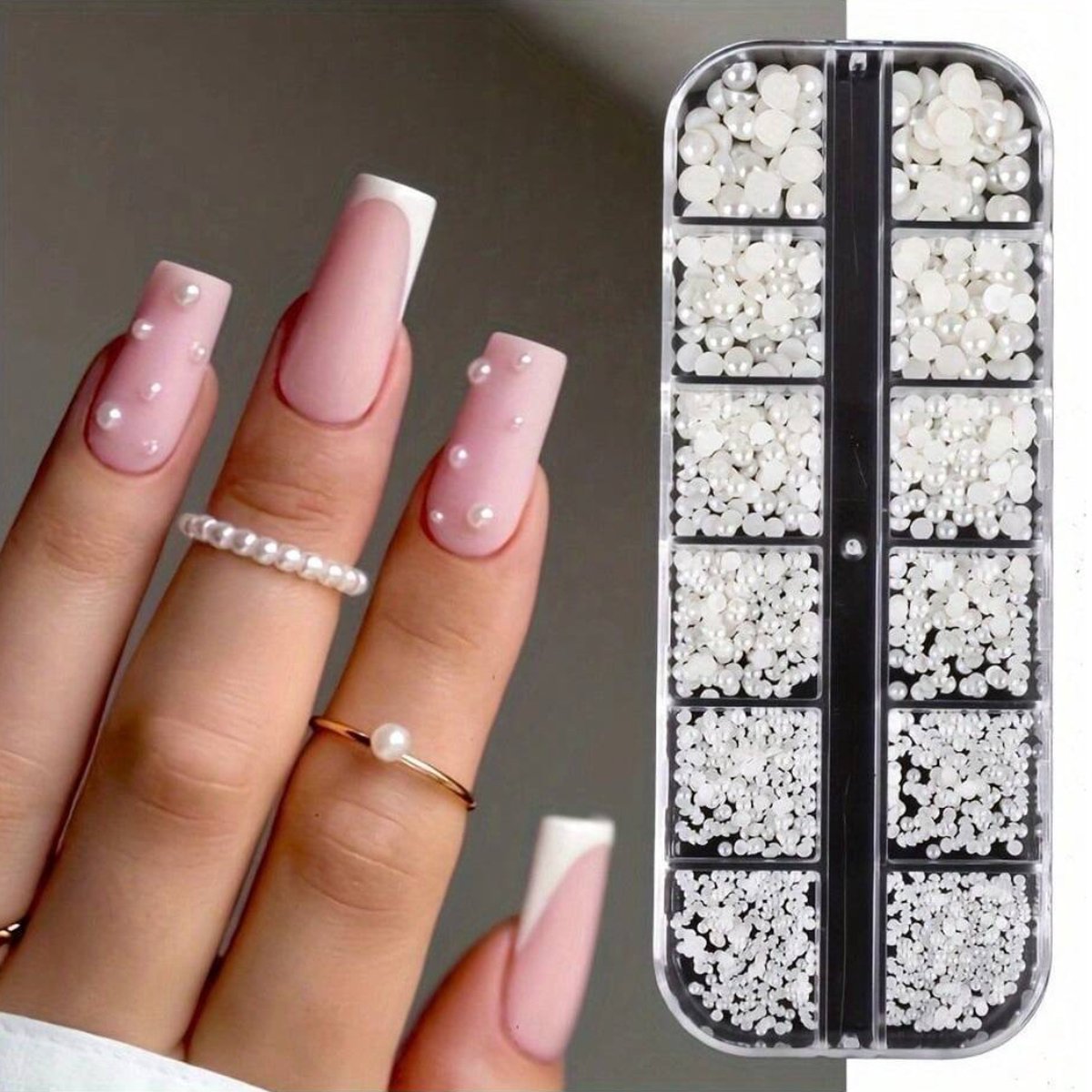 Goedkoopste GUAPÀ® Rhinestones Wit | Parels Wit | Nagel Decoratie | Strass Steentjes | Bruidsnagels | Zomer Nagels | Nagelversiering | Nagel Diamantjes Pareltjes Wit | Nail Art | 12 Delige Rhinestones Set