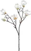 Emerald Kunstbloem Magnolia tak - 65 cm - creme wit - Kunst zijdebloemen