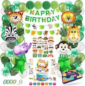 Fissaly 127 Stuks Jungle Thema Party Verjaardag Versiering XXL Set - Safari Decoratie Kinderfeestje - Ballonnen