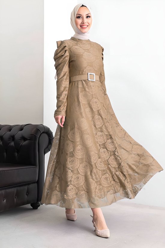 MODABOUT Lange jurk Abaya hijabjurk dames - NELB0007D4645BEJ