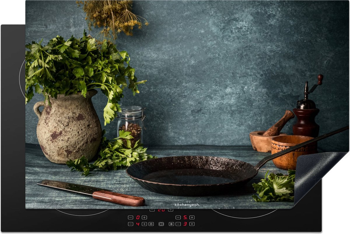 KitchenYeah® Inductie beschermer 81x52 cm - Kruiden - Stilleven - Specerijen - Afdekplaat voor kookplaat - Inductieplaat mat - Beschermingsmat - Beschermplaat - Keuken bescherm decoratie - Afdek kookplaten