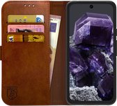 Rosso Element Geschikt voor Google Pixel 8a | Book Case Wallet Hoesje | Portemonnee | 3 Pasjes | Magneetsluiting | Stand Functie | Bruin