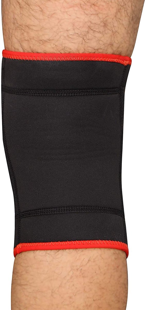 NIVIA Orthopedische Patella Insteekkniebrace (zwart/rood, maat - extra groot) | Materiaal - Neopreen | Pijnverlichting, sportschool, sport, training, training, fietsen