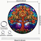 Accroche-fenêtre Décoration de fenêtre Arbre de Vie - Attrape-soleil rond coloré en Acryl avec chaîne - Attrape-soleil rond modèle 15 cm