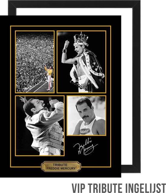 Allernieuwste.nl® Canvas Schilderij VIP Tribute Freddie Mercury Queen - Memorabilia INGELIJST - 30 x 40 cm