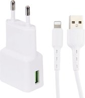 Snellaad Oplader - Snellader Geschikt voor iPhone en iPad - PVC Materiaal - 1 Meter - Oplaadkabel - 15W Vermogen - Adapter USB - Incl. Lightning Kabel - Adaptive Fast Charger - Stekkerblok - Wit