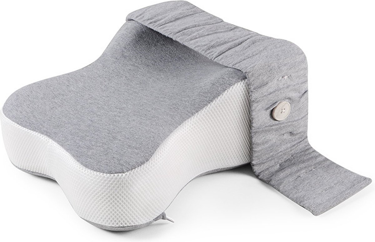 Somstyle Kniekussen Voor In Bed - Beenkussen voor Zijslaper - Schootkussen - Orthopedisch & Ergonomisch - Zijslaapkussen - Wit / Grijs