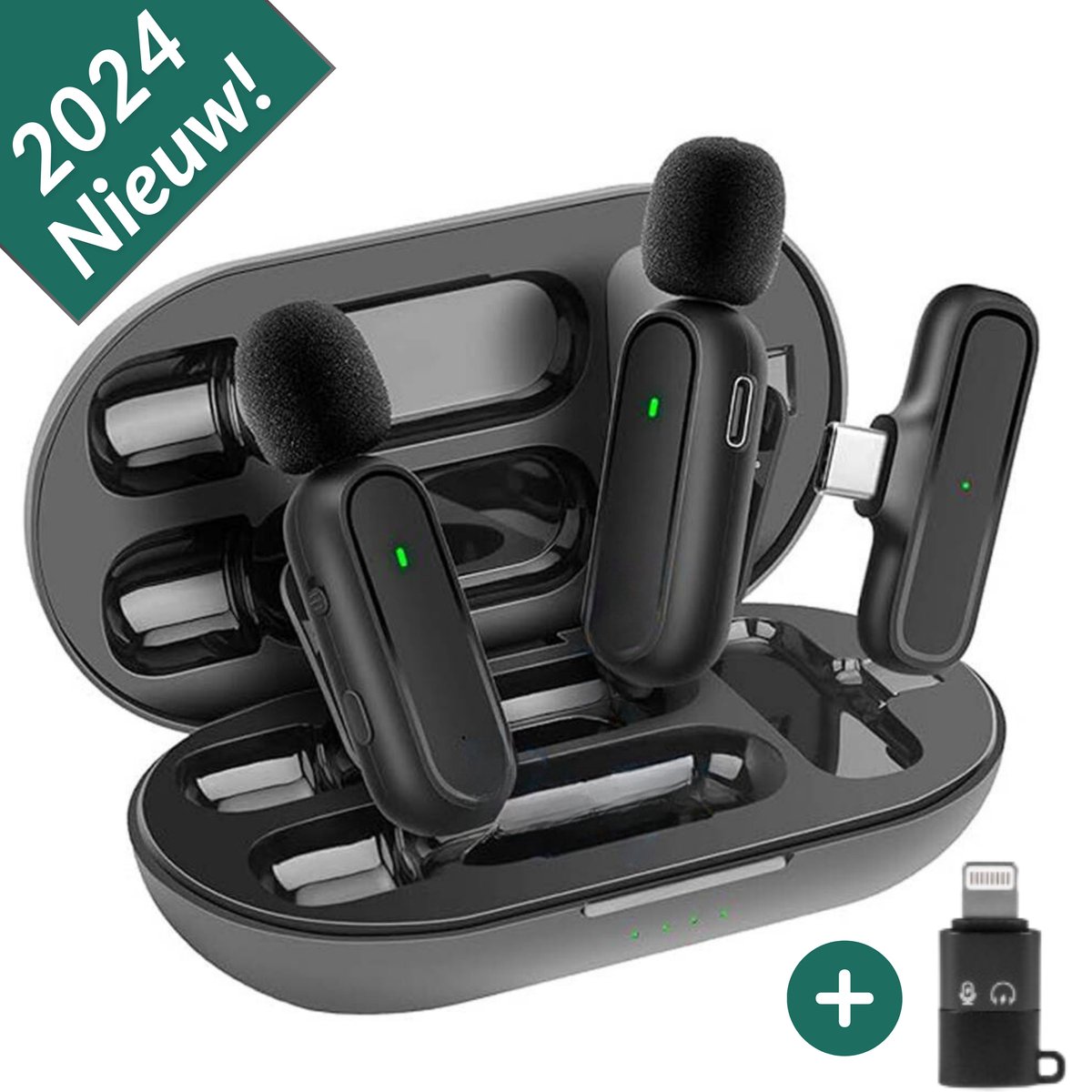 Avalect - Draadloze Microfoon - 2 stuks - Lavalier Microfoon - Lange Batterijduur - USB-C/AUX/Lightning - Dasspeld - Plug&Play