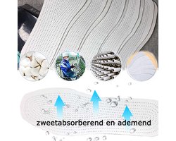 Allernieuwste.nl® 2 PAAR 100% Katoenen Inlegzolen 7-laags Zweetabsorberende Ademende Sport Inlegzolen voor Mannen en Vrouwen met Melaleuca - 4 Seizoenen - Wit - 2 PAAR Maat 38