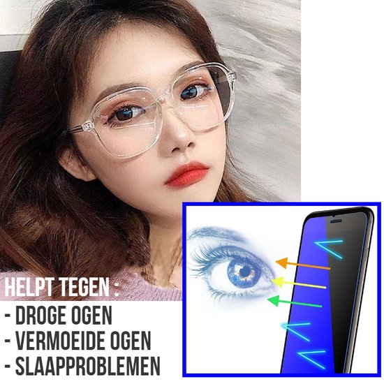 Allernieuwste.nl® Grote Dames Computerbril voor alle Beeldschermen met Anti Blauw Licht Glazen - Stralingsbescherming - Beeldschermbril - Kantoorbril - Transparant
