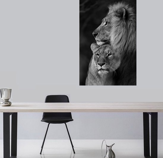 Zwart-wit Leeuw Dier Canvas Schilderij Posters en Prints Wall