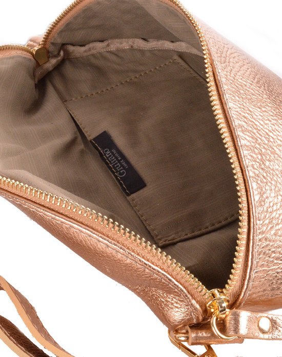 sac à bandoulière / sac banane - or foncé - cuir - brillant - métallisé