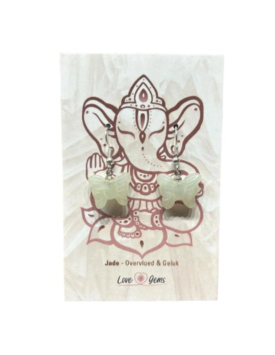 Jade Serpentijn oorbellen vlinder - Love Gems