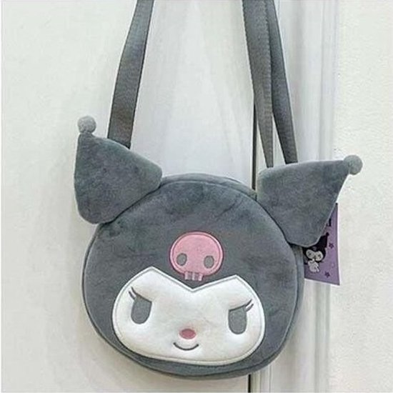 Sanrio Kuromi Hello Kitty - Pluche Cross Body Tas voor Meisjes - Grijs