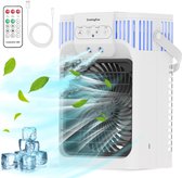 Draagbare airconditioner koelventilator 4-in-1 mini-mobiele airconditionerventilator 3 windsnelheden en 7 LED-verlichting 3 koeltimers verwijderbare persoonlijke airco