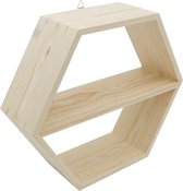 Hexagon Hout Plank met een plank in het midden (1) hexagon shelves