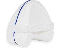 Sleeptight® Kniekussen voor in Bed - Aanbevolen door Ergotherapeuten - Beenkussen - Kniekussens - Pijnverlichtend Orthopedisch Knie kussen - Online Mobilteitsgids - Schootkussen - Knie Kussen Zijslapers - Rugslaper/zijslaper - met Band -Wit- 25 cm