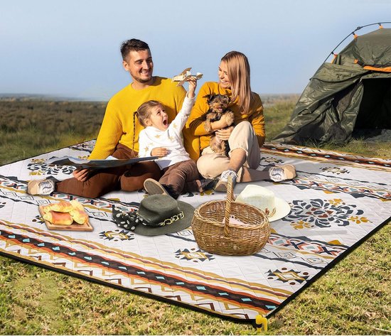 TRIXES XL gestreepte picknickdeken met draaggreep - waterdichte en zandbestendige dekens - perfect voor picknick, kamperen en meer
