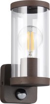 LED Tuinverlichting - Buitenlamp - Wandlamp - Torna Tino - E27 Fitting - Bewegingssensor - Bruin - Aluminium