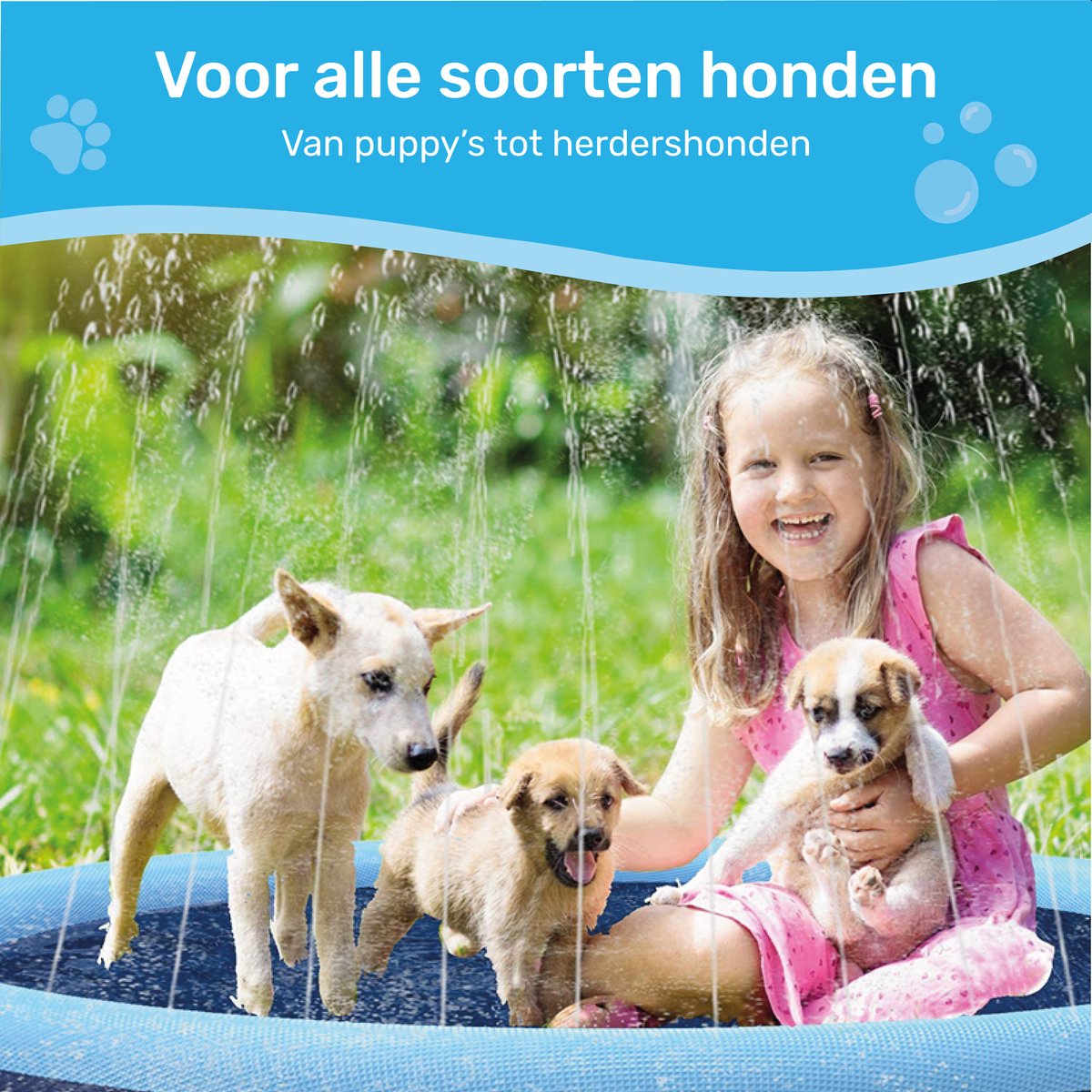 Dutchwide Ø 200cm Hondenzwembad - Met Sproeiers - Anti Slip Hondendouche - Bad voor Honden - Waterspeelgoed Hond - Fontein - Zwembad - Hondenbad — afbeelding 2