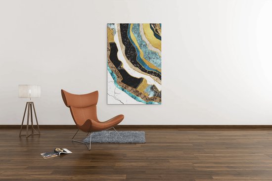 Canvas Schilderij - Golven - Abstract - Schilderijen - Print op Canvas - 90x60 cm