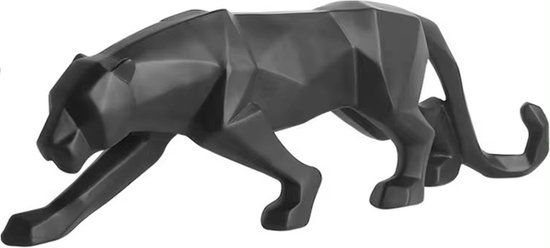 PopGoods - Stijlvol Panter beeld XXL - 50cm - Zwart - Gemaakt van Polyresin - Luxe decoratie