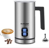 Kibus Melkopschuimer 300ML - Elektrisch - Melk Opschuimer - tot 65 ℃ - Warme en Koude Melk - Schuim - Zilver - Cappuccino