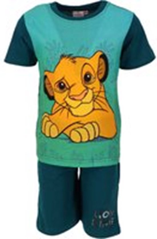 Shortama - pyjama - katoen - pyjamaset - de Leeuwenkoning - Lion King - blauw - groen - maat 110 - 5 jaar