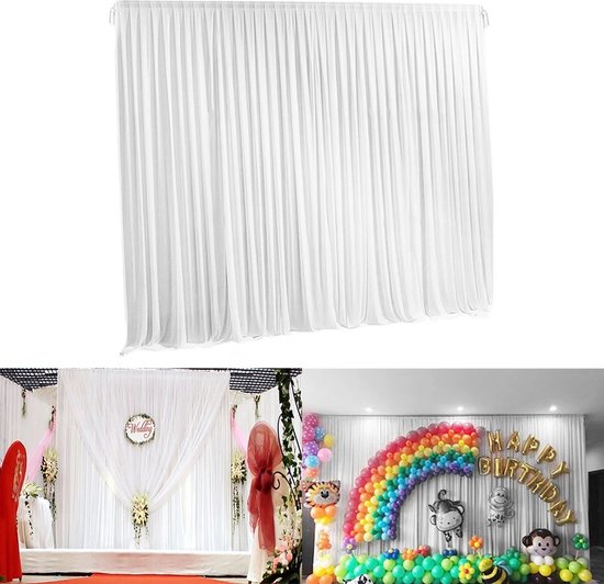 Shenna Commerce - Achtergrond gordijn - Backdrop - Wit - 200x200 CM - Gordijnen - Bruiloft Decoratie - Photo background