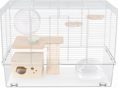 Hamsterkooi met accessoires inclusief gratis oefenwiel waterfles voerbak en hamsterschuilplaats voor dwerg Syrisch Degus - Grote hamsterkooi (62 x 35 x 43 cm)