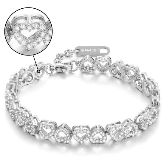 Malinsi Armband Dames Luv - Zilver Platinum Plating 17-20,5cm Verstelbaar - Sieraden Armbanden Vrouw