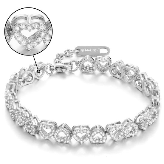 Foto: Malinsi armband dames luv zilver platinum 17 20 5cm verstelbaar sieraden armbanden vrouw