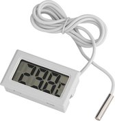 Digitale Thermometer met Meetsonde | geschikt voor o.a. koelast, aquarium, zwembad, vriezen etc. | Meetsonde -5ºC - +70ºC | 1 Meter Kabel | Wit
