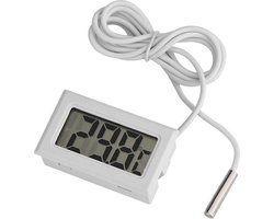 Digitale Thermometer met Meetsonde | geschikt voor o.a. koelast, aquarium, zwembad, vriezen etc. | Meetsonde -5ºC - +70ºC | 1 Meter Kabel | Wit