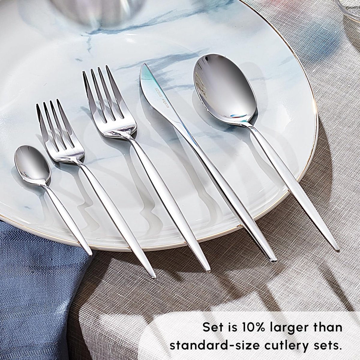 Lizbon-bestekset met doos Set van 60 Stuks Voor 12 Personen 18 10 Roestvrij Staal Bestekset Machine Wasbaar Perfect Voor Dagelijks Gebruik Premium Kwaliteit