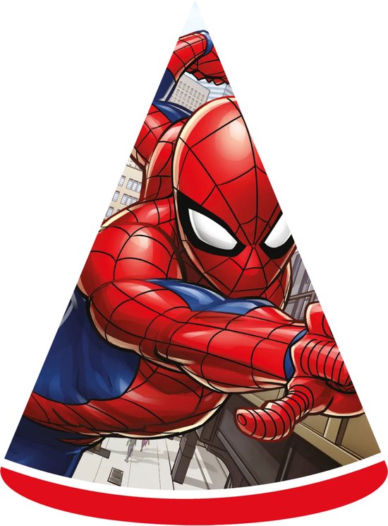 Marvel - Spiderman - Feesthoedjes - Karton - 6 Stuks.