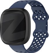 Bandz sport band 'Sport Air' geschikt voor Fitbit Versa 3 / Versa 4 / Sense / Sense 2 - Hoogwaardig ademend siliconen materiaal smartwatch bandje - Perfect voor het sporten - donkerblauw